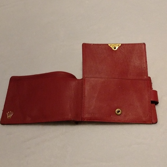 ROLEX red leather Bi-Fold Wallet - Picture 10 of 13